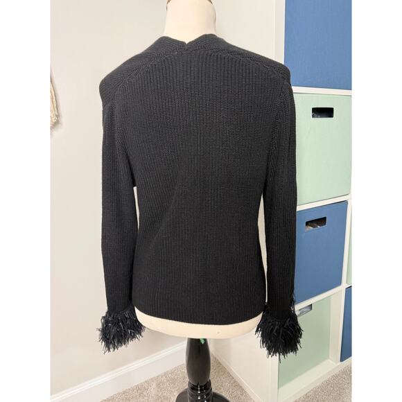 Nic + Zoe Black Night Fall Cardigan Sweater Fringe Cuff Sleeve M NWOT - Picture 3 of 8
